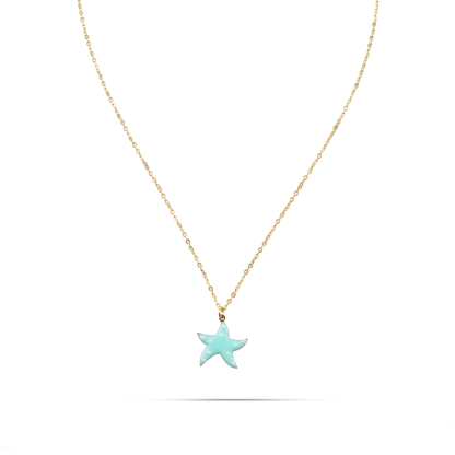 Κολιέ με κρεμαστό αστερία Mar and Mar Starfish Turquoise από ανοξείδωτο ατσάλι