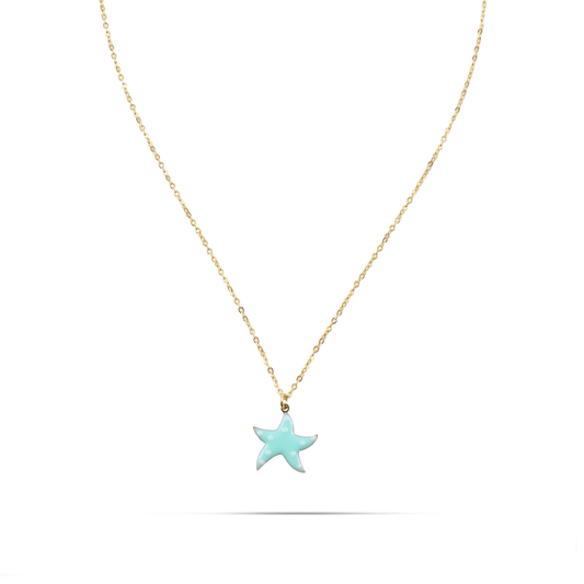 Κολιέ με κρεμαστό αστερία Mar and Mar Starfish Turquoise από ανοξείδωτο ατσάλι
