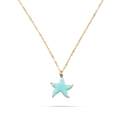 Κολιέ με κρεμαστό αστερία Mar and Mar Starfish Turquoise από ανοξείδωτο ατσάλι