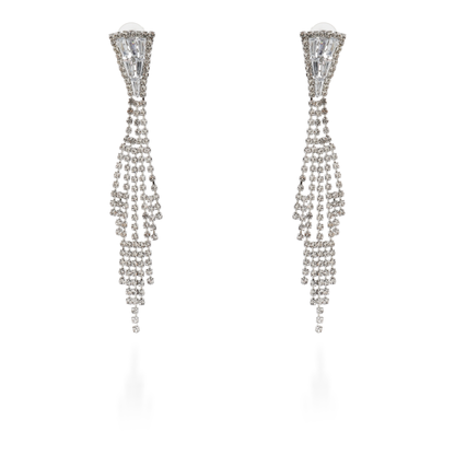 Σκουλαρίκια κρεμαστά με πέτρες ζιργκόν Catalina (Silver)