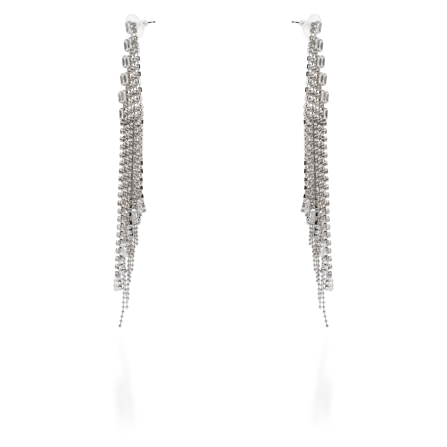 Σκουλαρίκια κρεμαστά με baguettes πέτρες ζιργκόν Mar and Mar Lorelei (Silver)