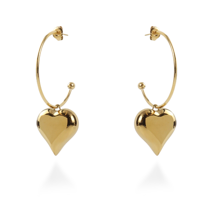 Σκουλαρίκια κρεμαστά καρδιά Mar and Mar Donetta Earrings από ανοξείδωτο ατσάλι