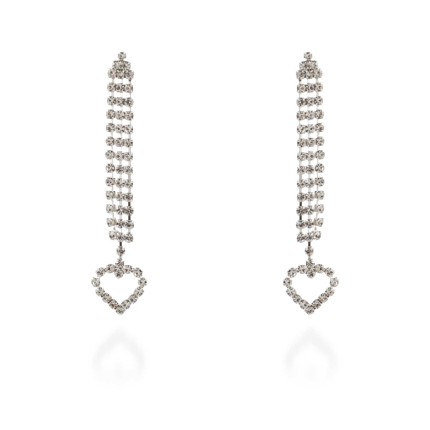 Σκουλαρίκια κρεμαστά καρδιά με πέτρες ζιργκόν Sparkle Hearts Earrings