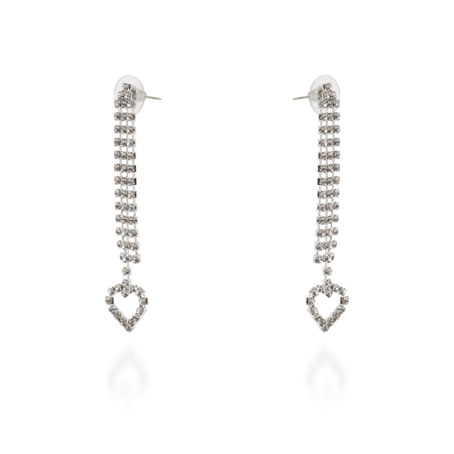 Σκουλαρίκια κρεμαστά καρδιά με πέτρες ζιργκόν Sparkle Hearts Earrings