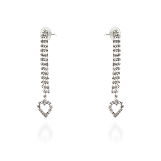Σκουλαρίκια κρεμαστά καρδιά με πέτρες ζιργκόν Sparkle Hearts Earrings