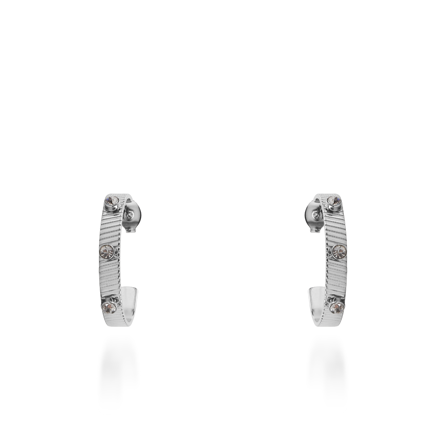 Σκουλαρίκια κρίκοι με πέτρες ζιργκόν Mar and Mar Arcadia από ανοξείδωτο ατσάλι