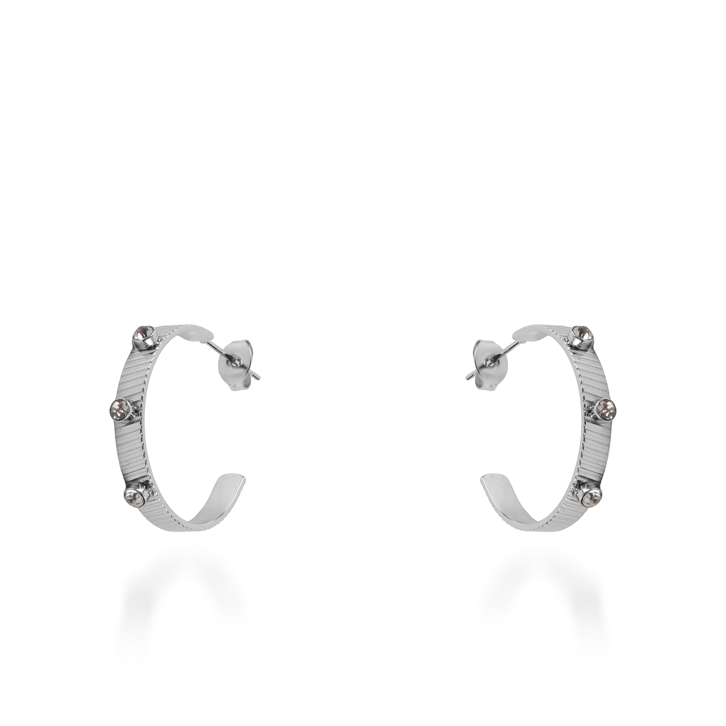 Σκουλαρίκια κρίκοι με πέτρες ζιργκόν Mar and Mar Arcadia από ανοξείδωτο ατσάλι