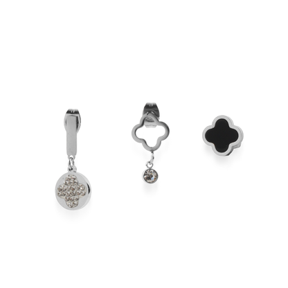 Σετ σκουλαρίκια λουλούδια με πέτρες ζιργκόν Mar and Mar Set Jolanda Sparkle Silver από ανοξείδωτο ατσάλι
