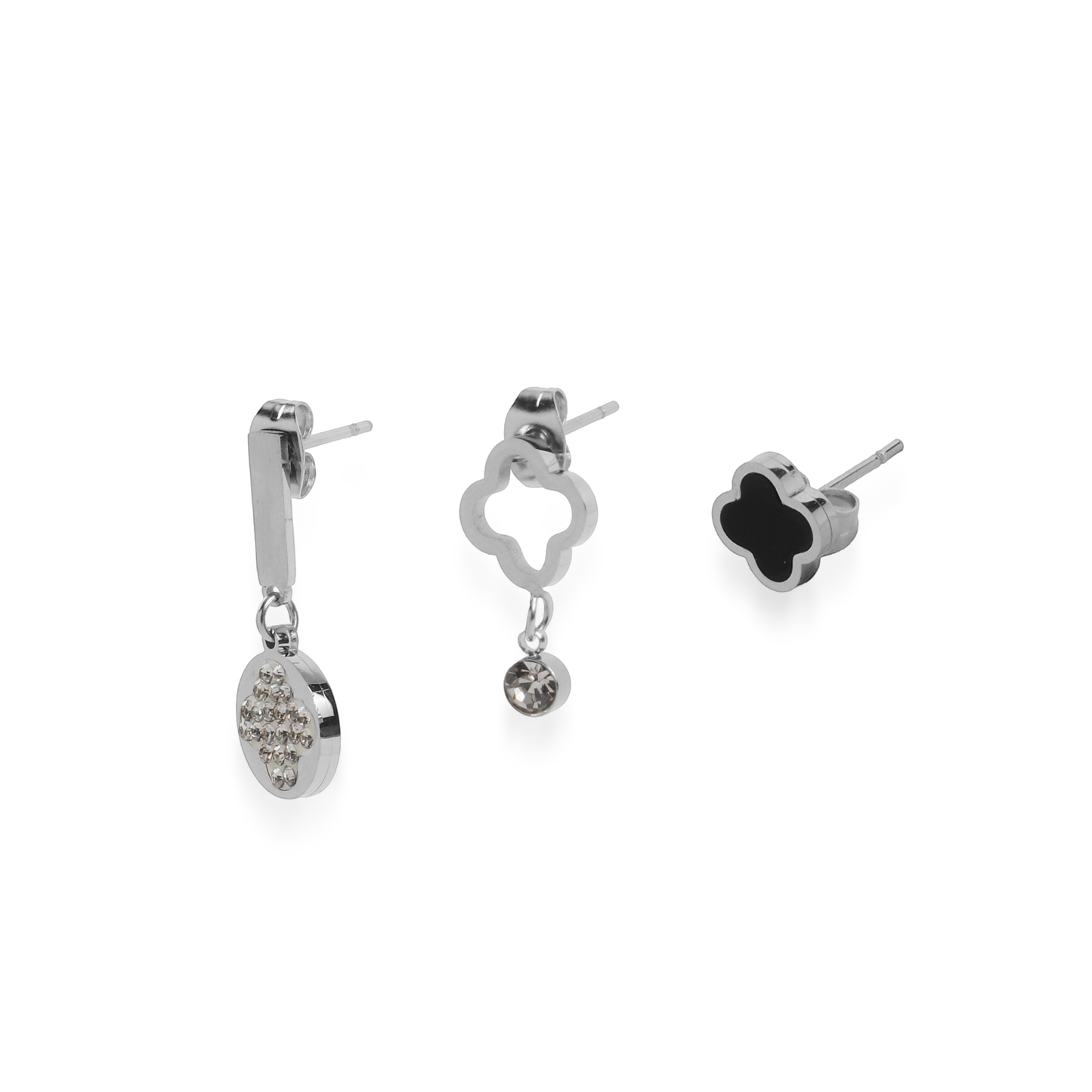 Σετ σκουλαρίκια λουλούδια με πέτρες ζιργκόν Mar and Mar Set Jolanda Sparkle Silver από ανοξείδωτο ατσάλι