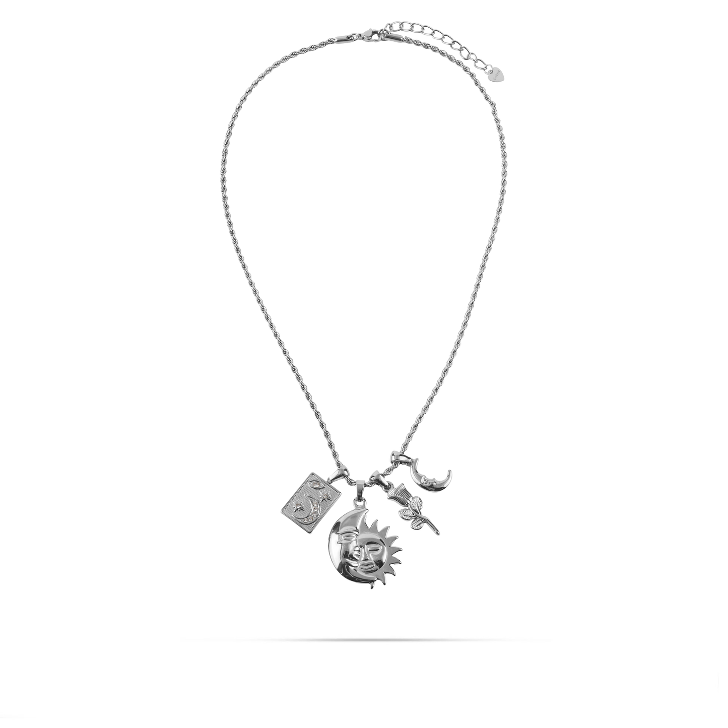 Κολιέ με charms και αλυσίδα twisted Mar and Mar Lamella (Silver) από ανοξείδωτο ατσάλι