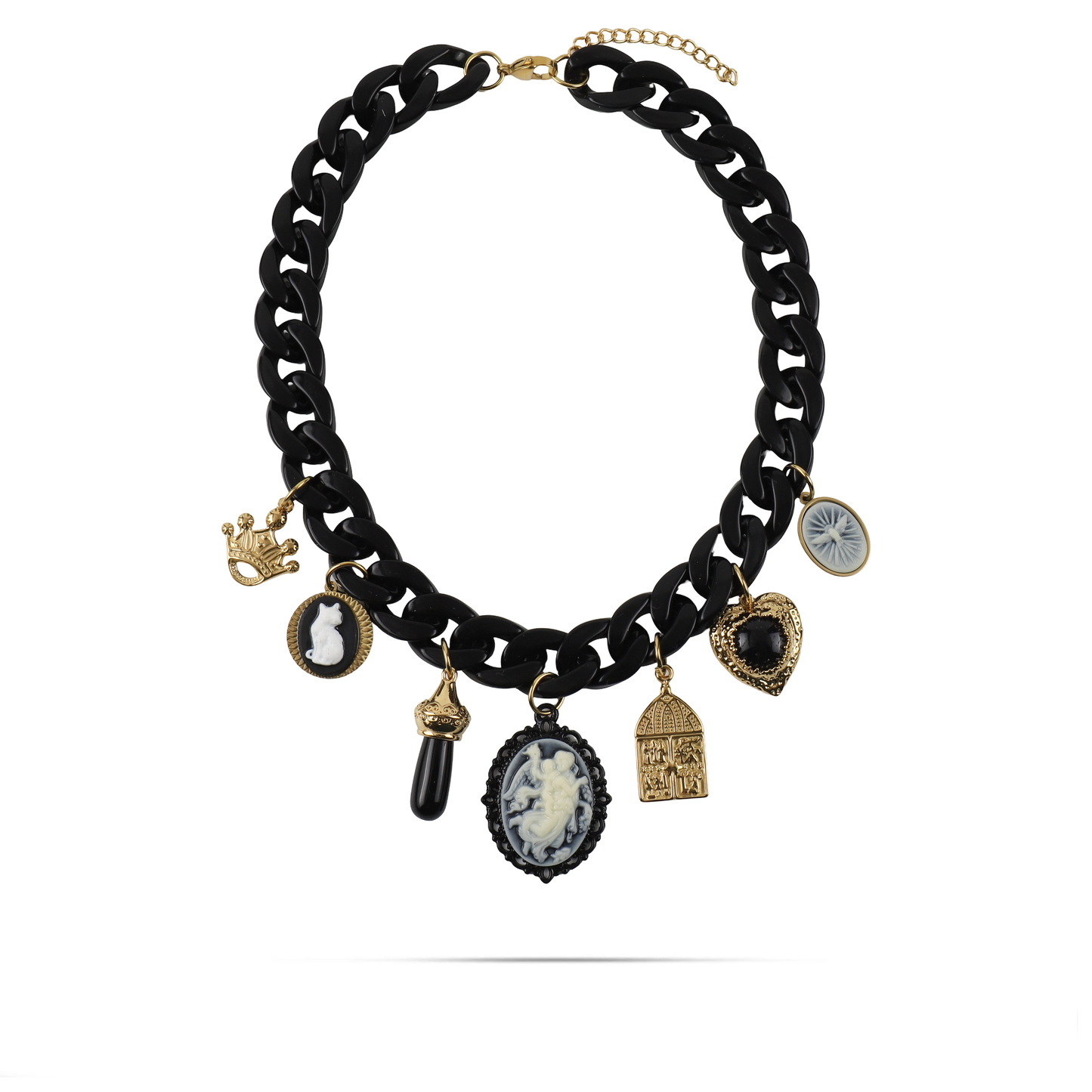 Κολιέ με charms και αλυσίδα κοκκάλινη Mar and Mar Belinda από ανοξείδωτο ατσάλι