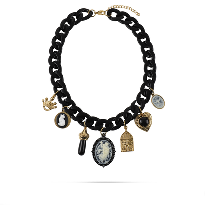 Κολιέ με charms και αλυσίδα κοκκάλινη Mar and Mar Belinda από ανοξείδωτο ατσάλι