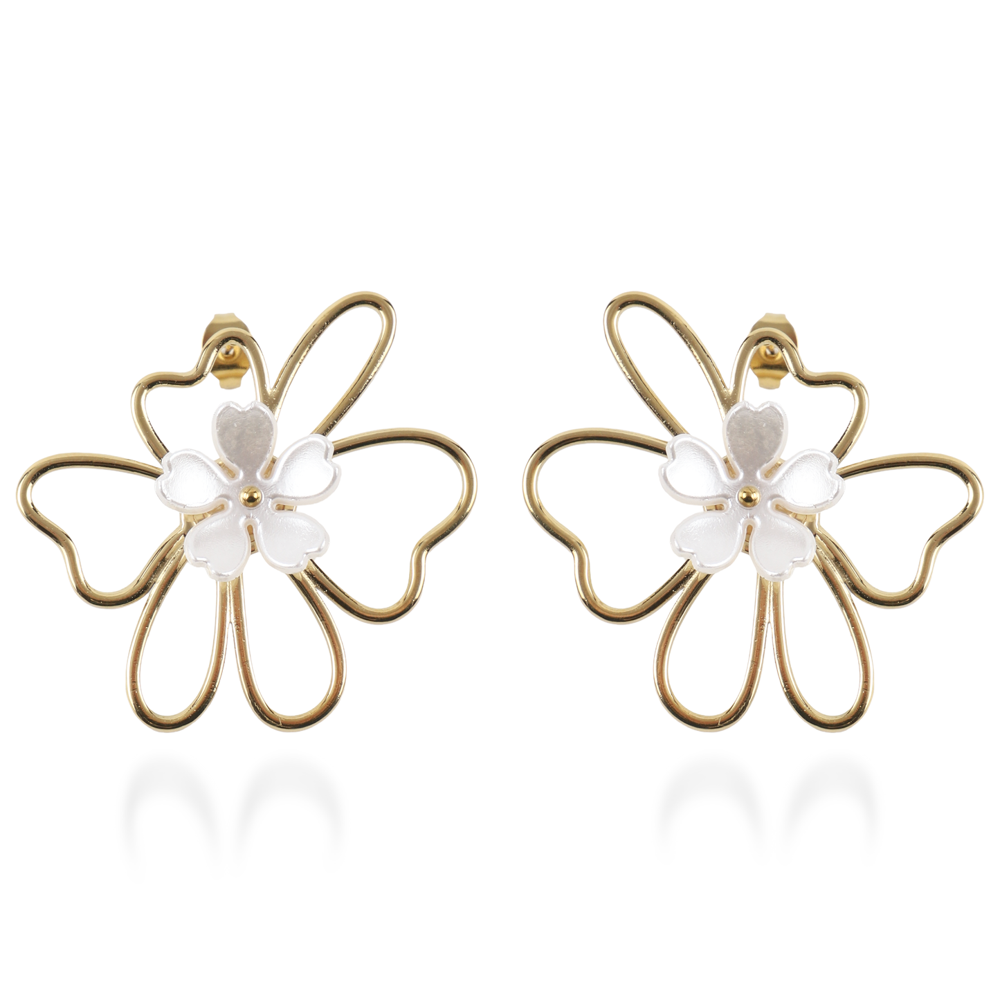 Σκουλαρίκια καρφωτά λουλούδια Mar and Mar Rosella από ανοξείδωτο ατσάλι