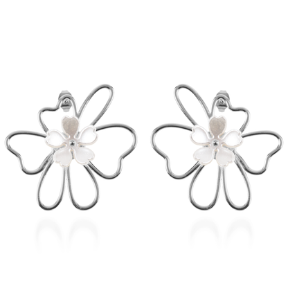 Σκουλαρίκια καρφωτά λουλούδια Mar and Mar Rosella Silver από ανοξείδωτο ατσάλι