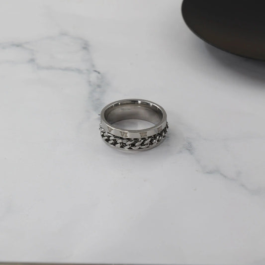 Ανδρικό δαχτυλίδι Mar and Mar Chained Latin Numbers από ανοξείδωτο ατσάλι