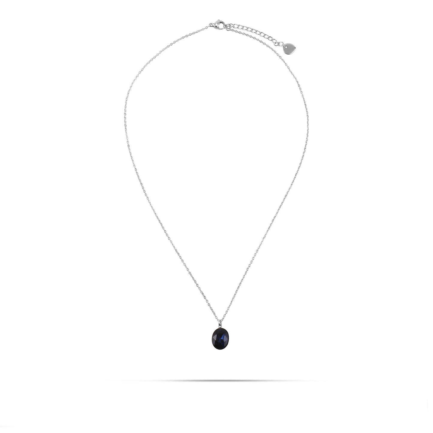 Κολιέ με πέτρα ζιργκόν Mar and Mar Amryn Blue Silver από ανοξείδωτο ατσάλι