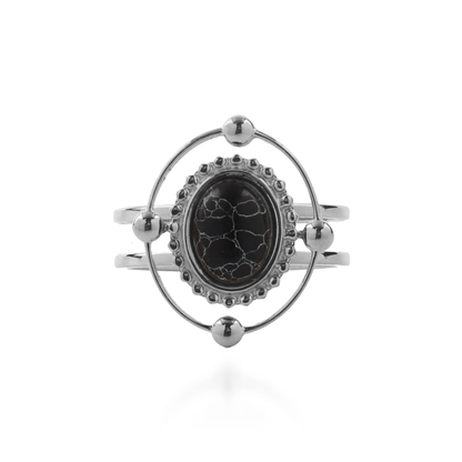 Γυναικείο δαχτυλίδι Mar and Mar Amara Silver (Black) από ανοξείδωτο ατσάλι