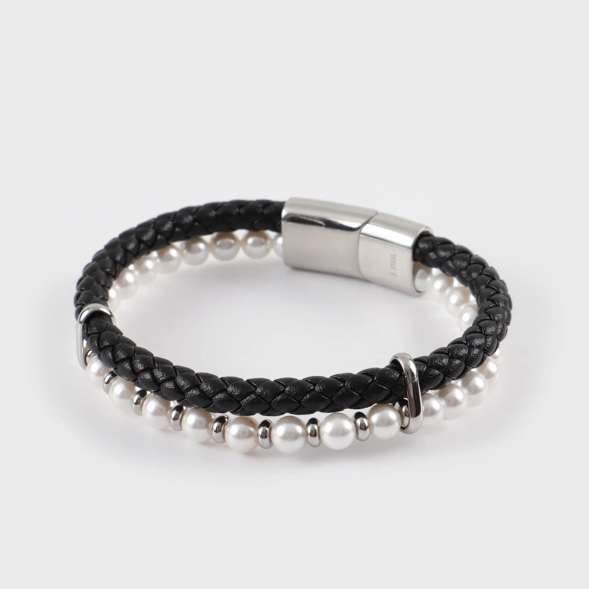 Ανδρικό βραχιόλι με πέρλες Mar & Mar Pearl Rope από ανοξείδωτο ατσάλι