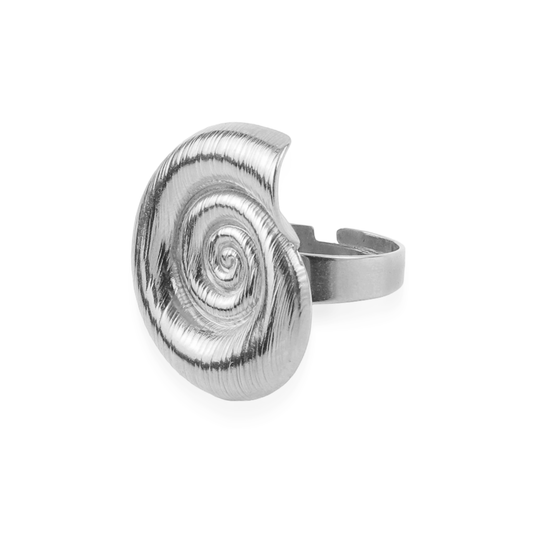 Γυναικείο δαχτυλίδι Mar and Mar Seashell Snail Silver από ανοξείδωτο ατσάλι