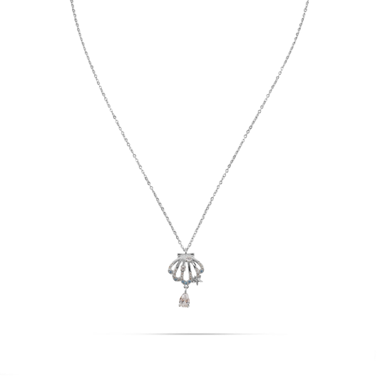 Κολιέ με κορώνα και πέτρες ζιργκόν Mar and Mar Irida Crown Silver από ανοξείδωτο ατσάλι