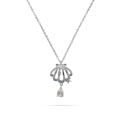 Κολιέ με κορώνα και πέτρες ζιργκόν Mar and Mar Irida Crown Silver από ανοξείδωτο ατσάλι