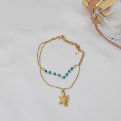 Αλυσίδα ποδιού με χελώνα Mar and Mar Turtle Anklet από ανοξείδωτο ατσάλι