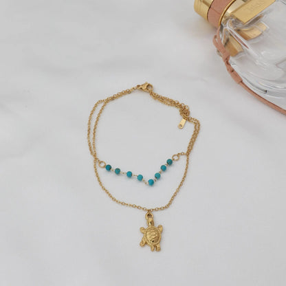 Αλυσίδα ποδιού με χελώνα Mar & Mar Turtle Anklet από ανοξείδωτο ατσάλι