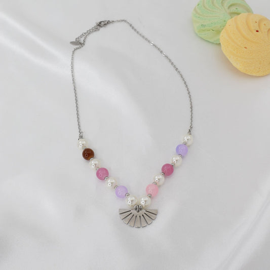 Κολιέ με πέρλες και χάντρες Mar and Mar Boho Summer (Silver) από ανοξείδωτο ατσάλι
