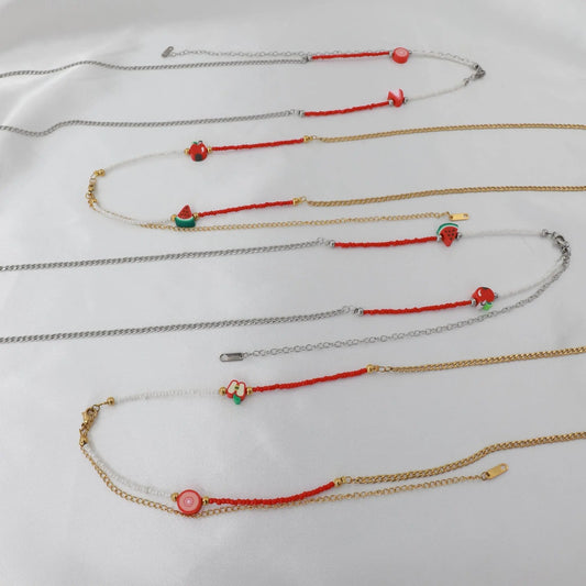 Αλυσίδα κοιλιάς/μέσης με χάντρες Mar and Mar Belly Chain Red από ανοξείδωτο ατσάλι