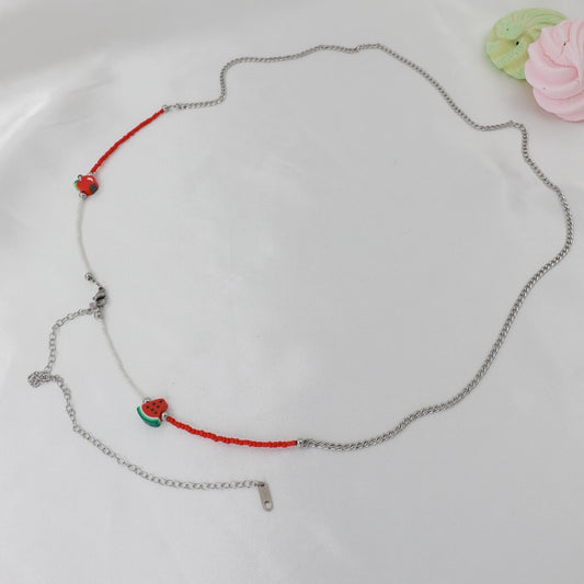 Αλυσίδα κοιλιάς/μέσης με χάντρες Mar and Mar Belly Chain Red από ανοξείδωτο ατσάλι