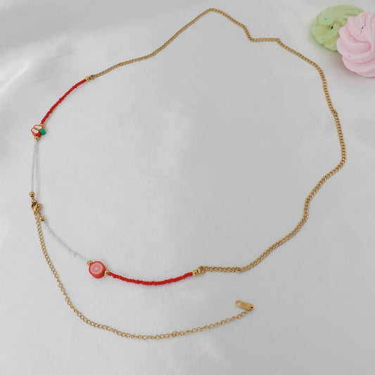 Αλυσίδα κοιλιάς/μέσης με χάντρες Mar and Mar Belly Chain Red από ανοξείδωτο ατσάλι