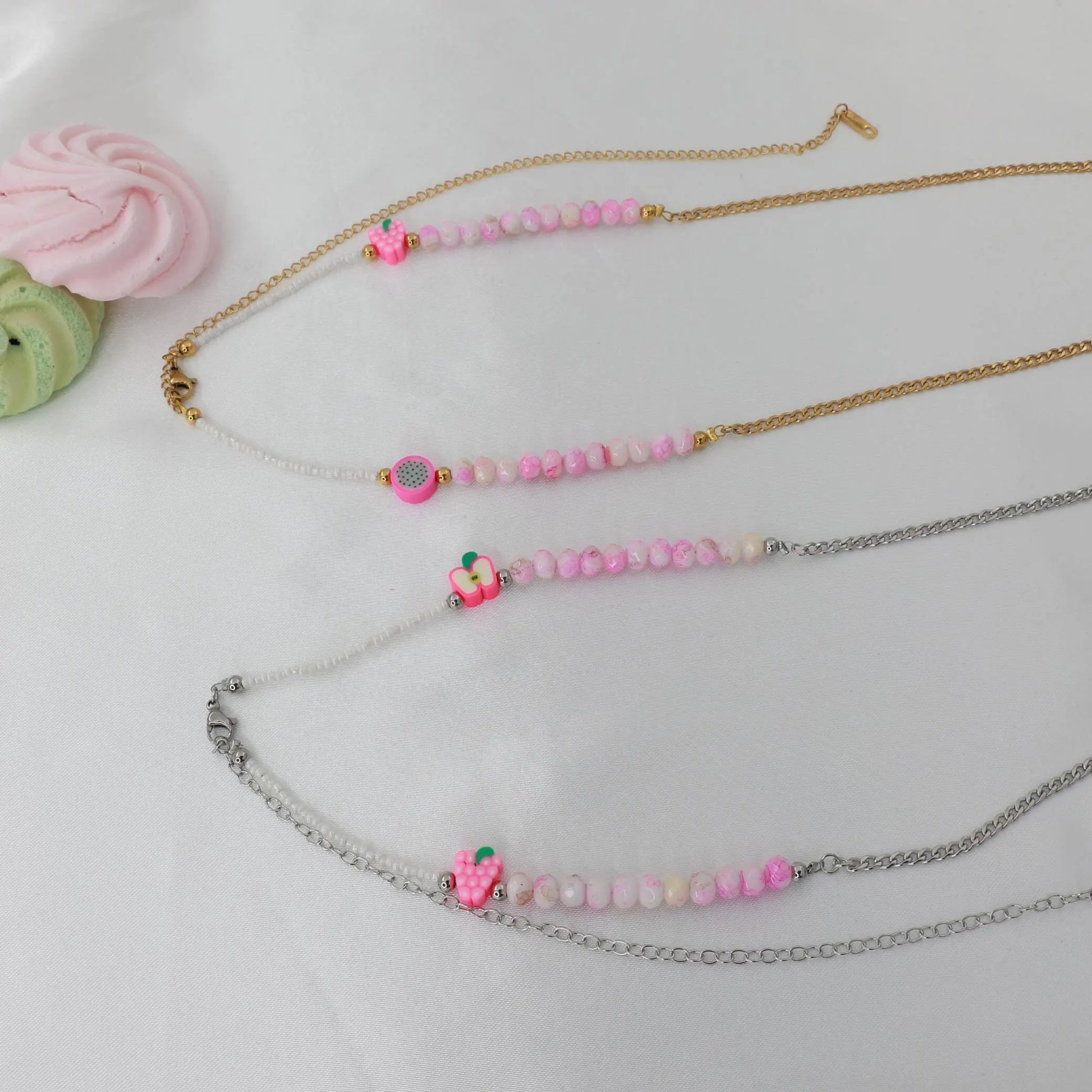 Αλυσίδα κοιλιάς/μέσης με χάντρες Mar & Mar Belly Chain Pink από ανοξείδωτο ατσάλι