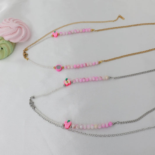 Αλυσίδα κοιλιάς/μέσης με χάντρες Mar and Mar Belly Chain Pink από ανοξείδωτο ατσάλι