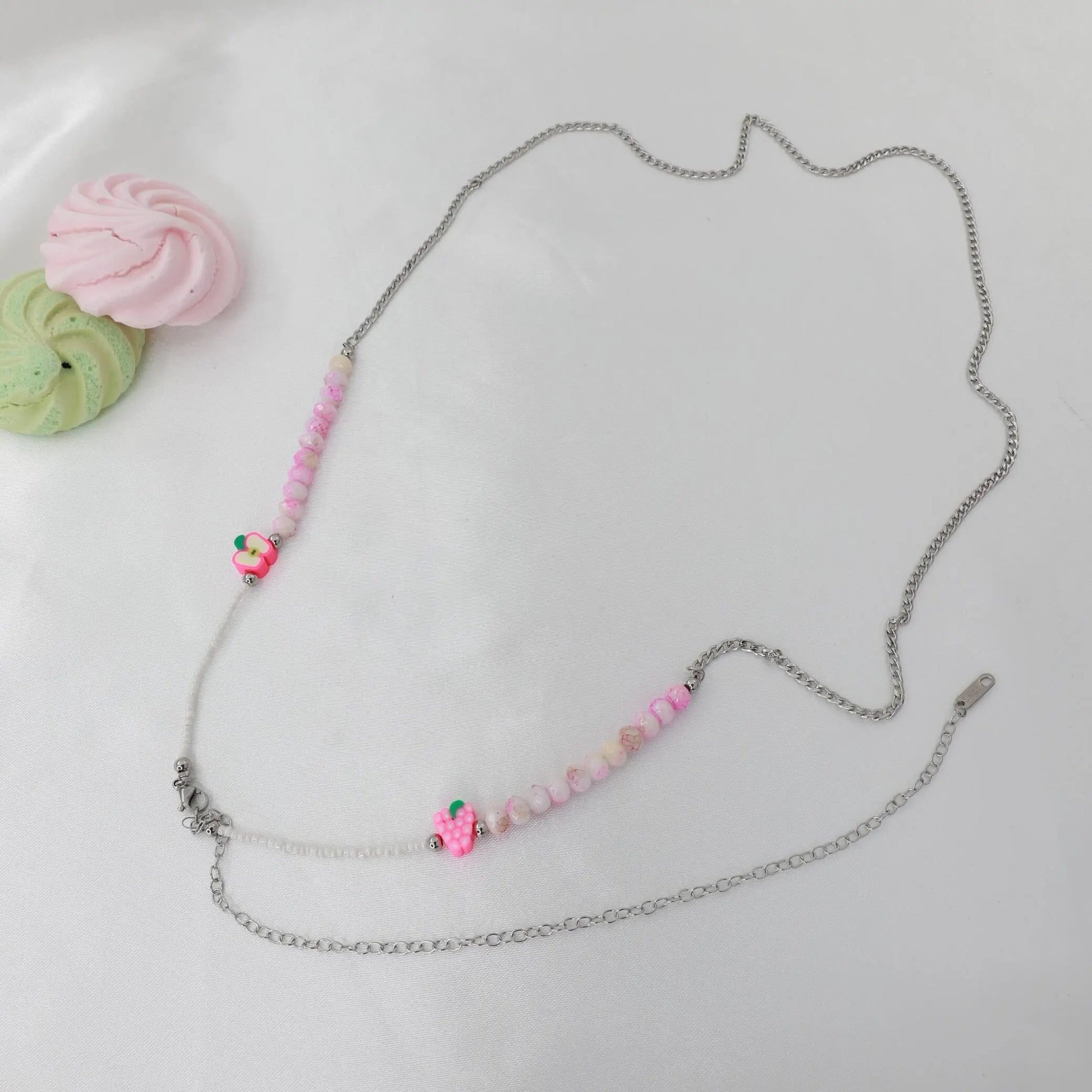 Αλυσίδα κοιλιάς/μέσης με χάντρες Mar & Mar Belly Chain Pink από ανοξείδωτο ατσάλι