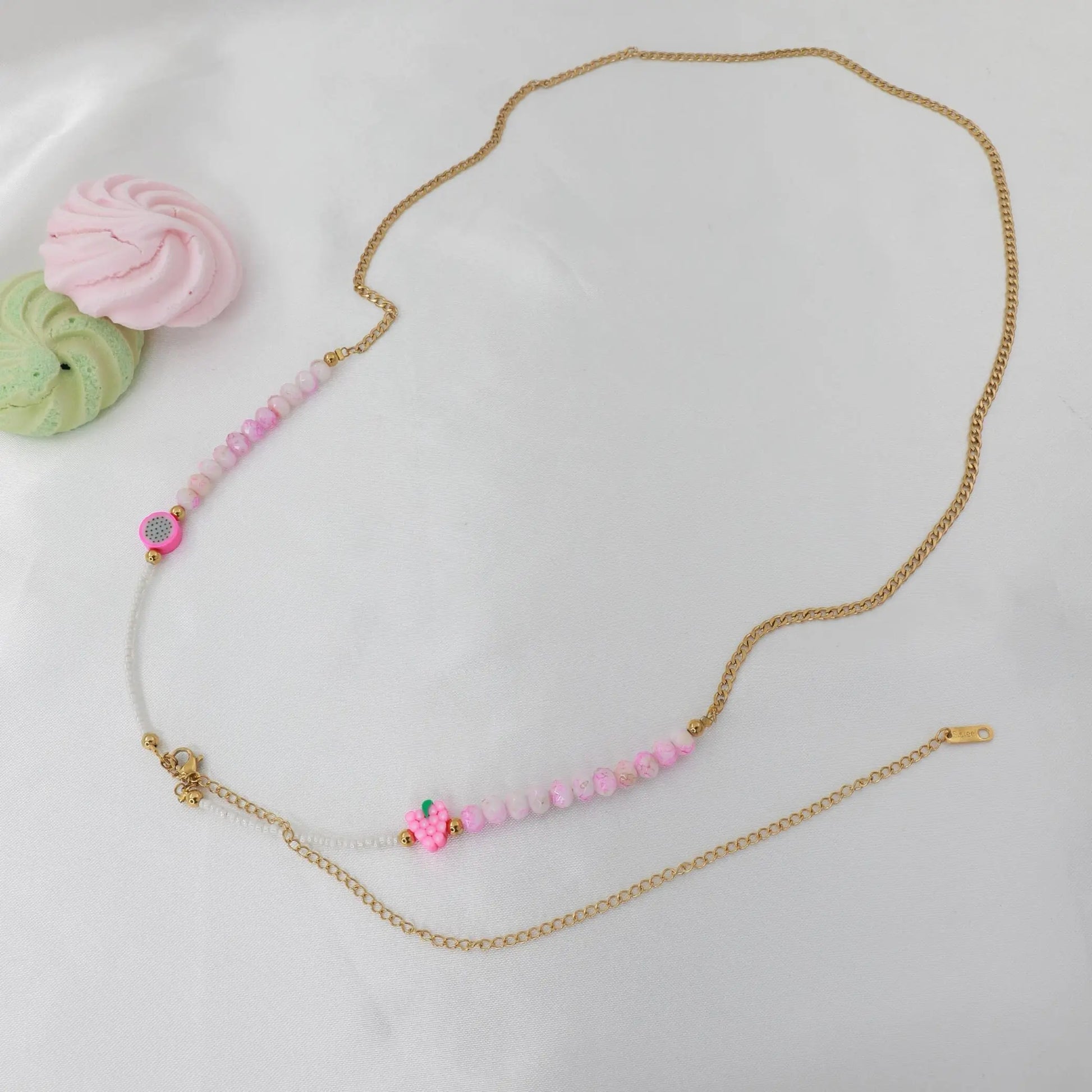 Αλυσίδα κοιλιάς/μέσης με χάντρες Mar & Mar Belly Chain Pink από ανοξείδωτο ατσάλι