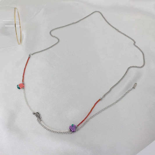 Αλυσίδα κοιλιάς/μέσης με χάντρες Mar and Mar Belly Chain Merlot (Silver) από ανοξείδωτο ατσάλι