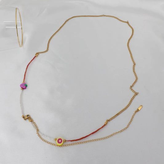 Αλυσίδα κοιλιάς/μέσης με χάντρες Mar and Mar Belly Chain Merlot από ανοξείδωτο ατσάλι