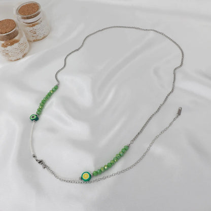 Αλυσίδα κοιλιάς/μέσης με χάντρες Mar & Mar Belly Chain Green από ανοξείδωτο ατσάλι
