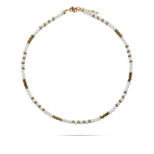 Χειροποίητο κολιέ με χάντρες και Αιματίτη Mar and Mar Ernestine από ανοξείδωτο ατσάλι