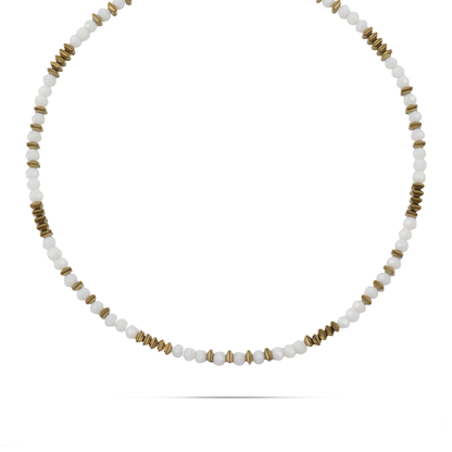 Χειροποίητο κολιέ με χάντρες και Αιματίτη Mar and Mar Ernestine από ανοξείδωτο ατσάλι