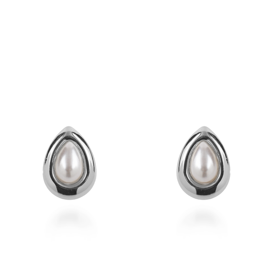 Σκουλαρίκια καρφωτά με πέρλα Mar and Mar Aeliana Silver από ανοξείδωτο ατσάλι