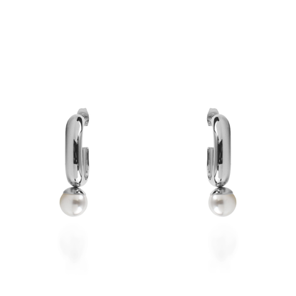 Σκουλαρίκια κρεμαστά με πέρλα Mar and Mar Zella Silver από ανοξείδωτο ατσάλι