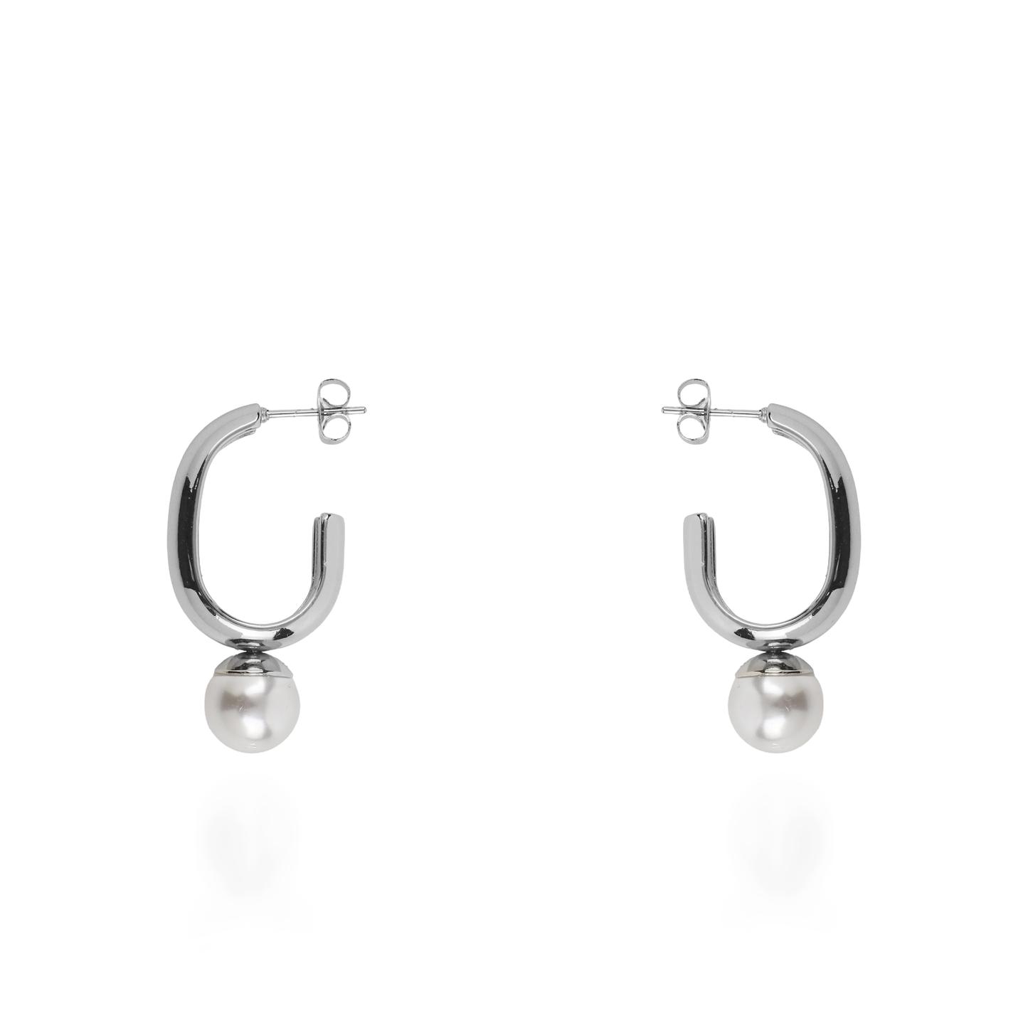 Σκουλαρίκια κρεμαστά με πέρλα Mar and Mar Zella Silver από ανοξείδωτο ατσάλι