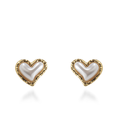 Σκουλαρίκια καρφωτά καρδιές με πέρλα Mar and Mar Adelina Heart από ανοξείδωτο ατσάλι