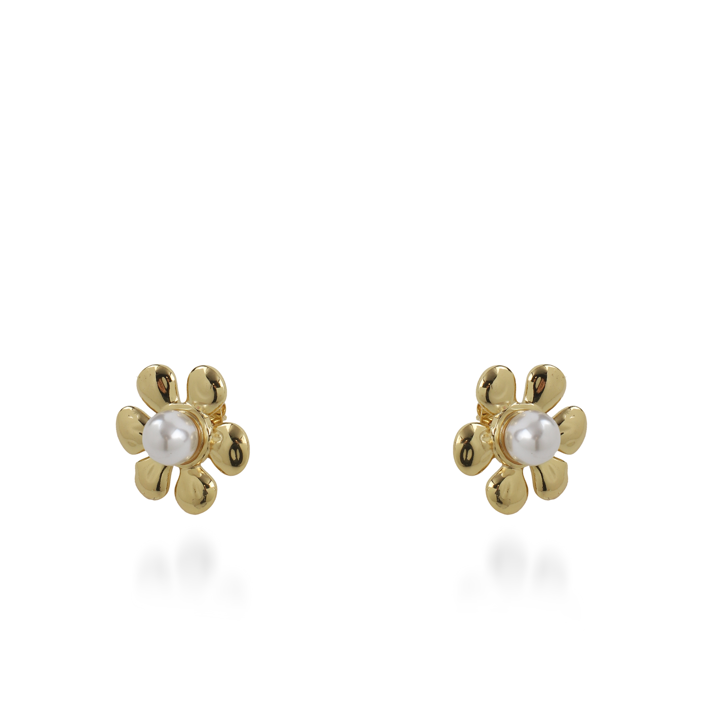 Σκουλαρίκια καρφωτά λουλούδια με πέρλα Mar and Mar Bellisa από ανοξείδωτο ατσάλι