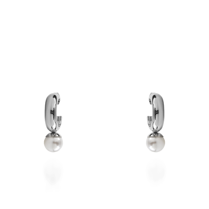 Σκουλαρίκια κρεμαστά με πέρλα Mar and Mar Alcyra Silver από ανοξείδωτο ατσάλι