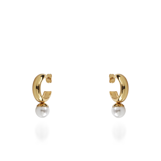 Σκουλαρίκια κρεμαστά με πέρλα Mar and Mar Alcyra από ανοξείδωτο ατσάλι