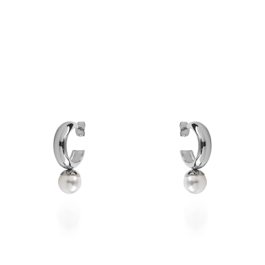 Σκουλαρίκια κρεμαστά με πέρλα Mar and Mar Alcyra Silver από ανοξείδωτο ατσάλι