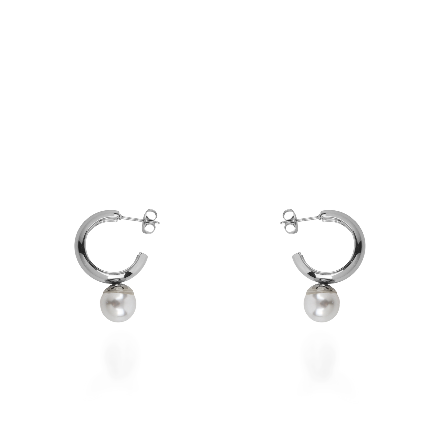 Σκουλαρίκια κρεμαστά με πέρλα Mar and Mar Alcyra Silver από ανοξείδωτο ατσάλι