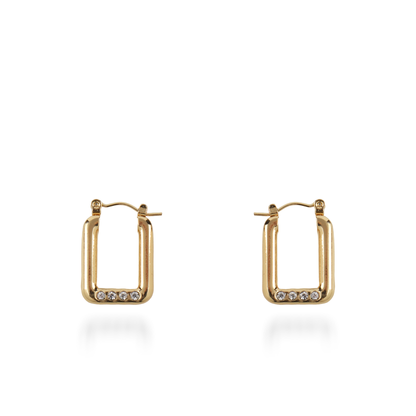 Σκουλαρίκια κρίκοι με ζιργκόν Mar and Mar Fiory από ανοξείδωτο ατσάλι